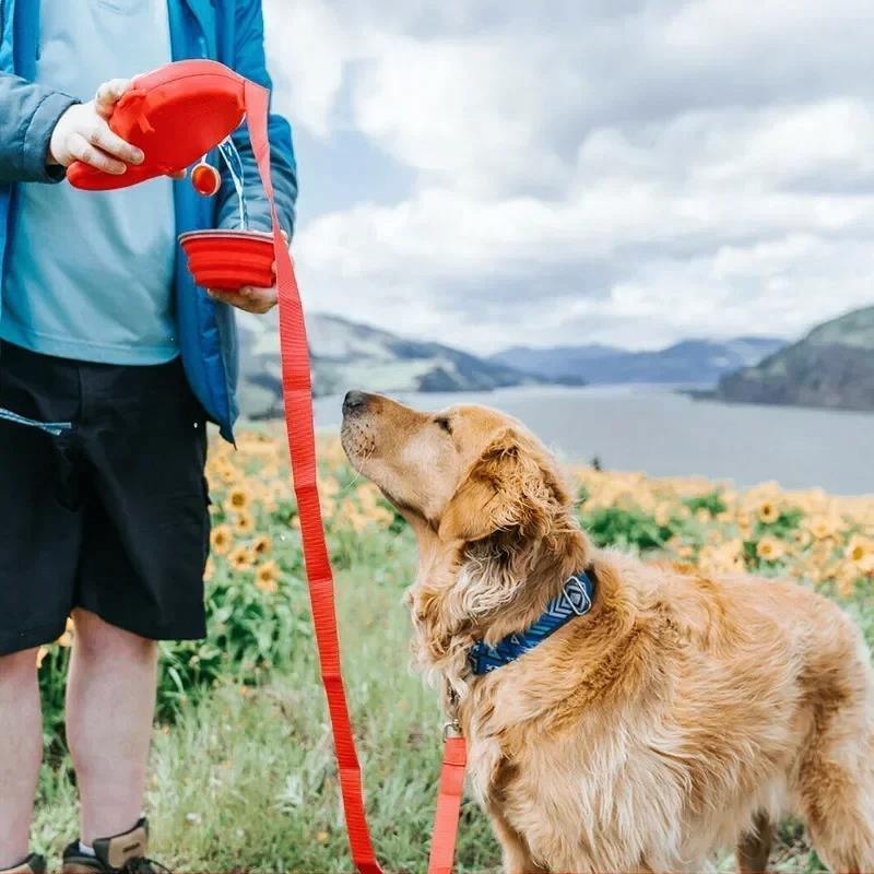 Sensacional Coleira Forte Multifuncional para Cães de Estimação com Garrafa de Água Embutida